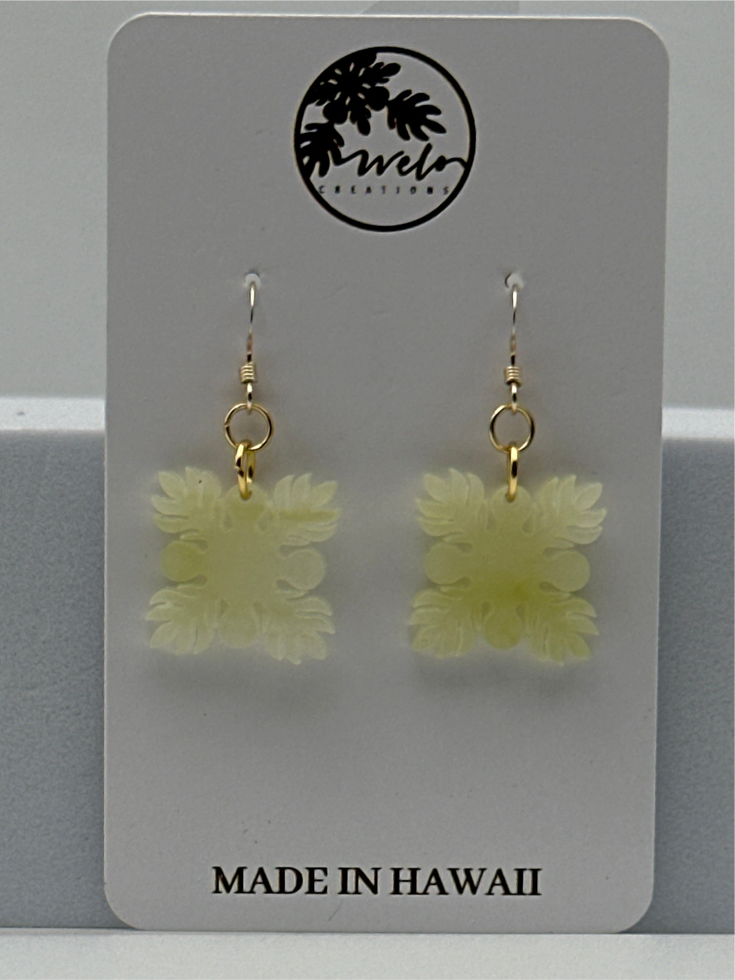 Jade- Mini Hawaiian Quilt earrings
